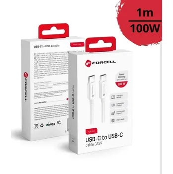 Datový kabel Forcell Nabíjecí kabel 100W USB-C/USB-C PD+QC 4.0 1m bílý (C339)