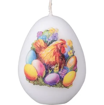 Svíčka Vajíčko 80mm slepička s kohoutem, svíčka 115 gram