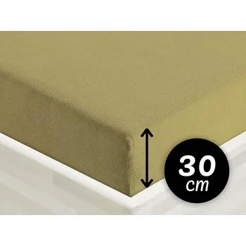 Prostěradlo Froté napínací prostěradlo na vysokou matraci FR-020 Olivové 100 x 200 - výška 30 cm