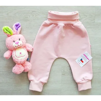 AMÁLKA Elastické rostoucí kalhoty teplákovina, pudrově růžové Velikost: 86