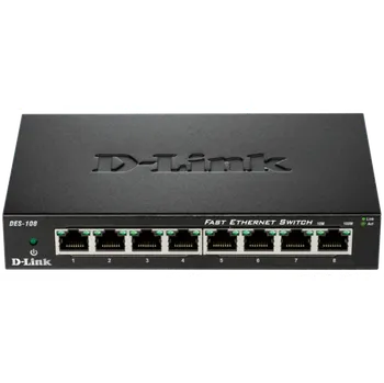 Switch D-Link DES-108 kovový 8-port 10/100 Desktop Switch DES-108/E