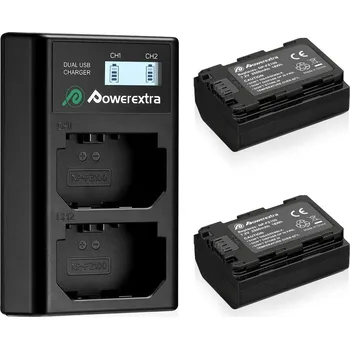 PowerEXTRA SET externí USB nabíječky a 2 baterií NP-FZ100 2500mAh pro Sony řady A7III, A9, A7RIII, A7RII, A6600, A7SIII, A7IV, A74