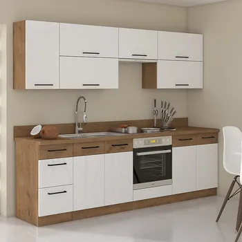 Kuchyňská linka Kuchyňská linka Vigo 260 cm, bez pracovní desky, bílá/dub lancelot