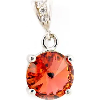 Přívěsek Stříbrný přívěsek Swarovski paparadscha - P1188 (Stříbrný přívěsek se Swarovski krystalem 12 mm)