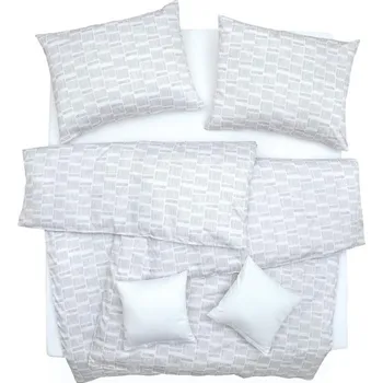 Povlečení SCANquilt povlečení SATÉN PLUS linky geo bílošedá 140 x 220/70 x 90 cm