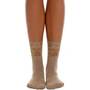 Dámské ponožky Glara Hladké silonky s ozdobnou krajkou 80 DEN 672153