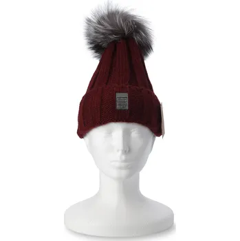 Čepice Wooline Dámská zimní čepice s bambulí Lily, vínová