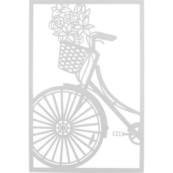 Závěs Jízdní kolo s košíkem dřevěný, bílý, 20x30cm