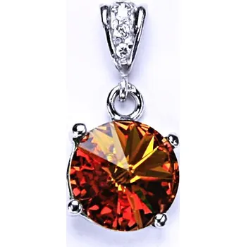 Přívěsek Stříbrný přívěsek Swarovski topaz- P1188 (Stříbrný přívěsek se Swarovski krystalem 12 mm)