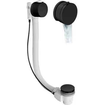 Sifon Polysan Vanová souprava s napouštěním, bovden, délka 975mm, zátka 72mm, černá mat