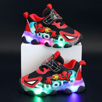 Dětská treková obuv Dětské svítící tenisky na suchý zip - motiv Spiderman Barva: Červená, Velikost EUR: 24