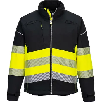 PW375 Softshellová bunda PW3 Hi-Vis Tř1 černá/ŽLU - v. L
