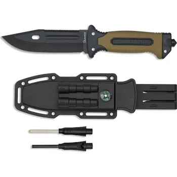 Multifunkční nůž Albainox Nůž 32664 s pouzdrem a survival vybavením COYOTE