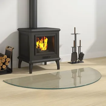 Krbová kamna vidaXL Skleněná deska pod kamna půlkruhová 1 000 x 500 mm [324117]