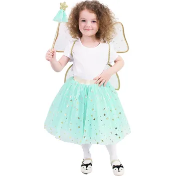Karnevalový kostým Rappa Dětský kostým tutu sukně zelená víla s hůlkou a křídly