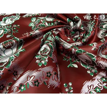 HEDVA ČESKÝ BROKÁT Ondran 160 krojový brokát POPÍNAVÁ RŮŽE VELKÁ vínová | 13