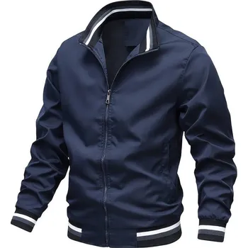 Pánská softshellová bunda Pánská bomber přechodná bunda na zip - Modrá XL/2XL Barva: Tmavě Modrá, Velikost: 2XL