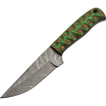 Sebeobrana Damascus Knives Nůž s pevnou čepelí HUNTER GREEN damašek