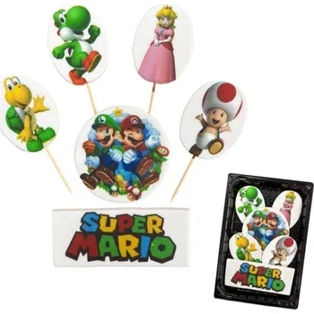 Jedlá dekorace na dort K Decor Cukrová figurka zápich Super Mario 6 ks