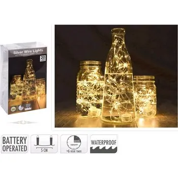 Vánoční dekorace M.A.T. Group osvětlení 1,3m 20LED teplá BÍ, voděodolné s časovačem