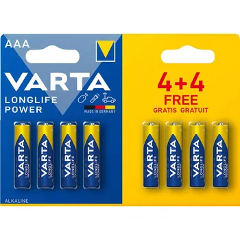 Článková baterie VARTA Baterie mikrotužková AAA LR03 (4+4ks) alkalická Longlife Power VAR