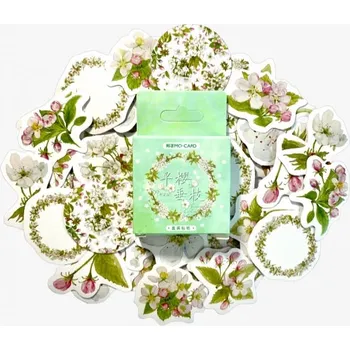 samolepka Sada samolepek Růžovo-bílé květy (46ks)