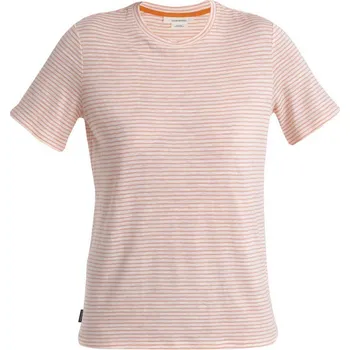 Dámské tričko ICEBREAKER Wmns Merino Linen SS Tee Stripe, Snow/Glow/S (vzorek) velikost: S