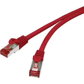 Datový kabel Renkforce RF-5251926 RJ45 síťové kabely, propojovací kabely CAT 6 S/FTP 0.15 m červená s ochranou, pozlacené kontakty, samozhášecí 1 ks