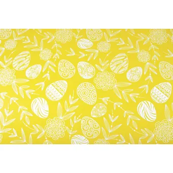 BAVLNĚNÁ LÁTKA VELIKONOČNÍ VAJÍČKA - žlutá š.160