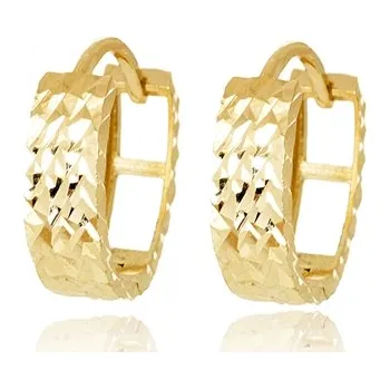 Náušnice Gravírované oválné náušnice ze žlutého zlata NA1426F + Dárek zdarma