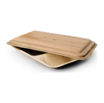 Jednorázové nádobí Box s víčkem z palmových listů 26x18x6 cm - 200 + 100 ml