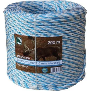 Ohradník Ohradníkový provaz PP bílomodrý Délka: 6 mm / 200 m