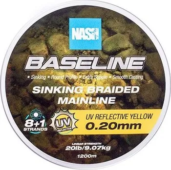 Nash Splétaná Šňůra Baseline Sinking Braid UV Yellow 1200 m - 0,20 mm 9,07 kg