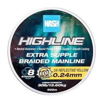 Nash Splétaná Šňůra Highline Extra Supple Braid UV Yellow 600 m - 0,24 mm 13,6 kg