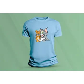 Chlapecké tričko Dětské bavlněné tričko Tom a Jerry 4. Nebesky modrá velikost M