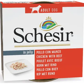 Krmivo pro kočku 6x150g Schesir - kuřecí s hovězím