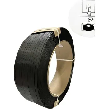 Stahovací páska vázací páska černá PP12/050/1000, balení v kartonu