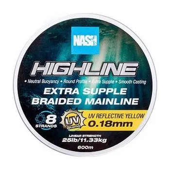 Nash Splétaná Šňůra Highline Extra Supple Braid UV Yellow 600 m - 0,18 mm 11,33 kg