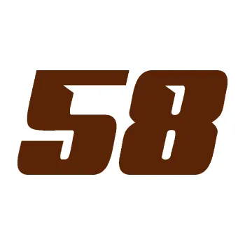 Polep vozidla SAMOLEPKA Startovní číslo 58 typ 6 (15 - hnědá) NA AUTO, NÁLEPKA, FÓLIE, POLEP, TUNING, VLASTNÍ TEXT, TISK, AUTOSAMOLEPKY.cz, POLEPY, OBRÁZEK, LOGO, SAMOLEPKY