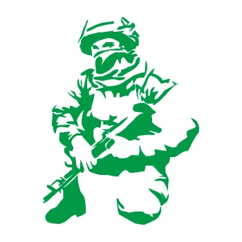 Samolepící dekorace Voják 008 levá (12 - zelená) SAMOLEPKA NA AUTO, NÁLEPKA, FÓLIE, POLEP, TUNING, VLASTNÍ TEXT, TISK, AUTOSAMOLEPKY.cz, POLEPY, OBRÁZEK, LOGO, 3D STICKERS