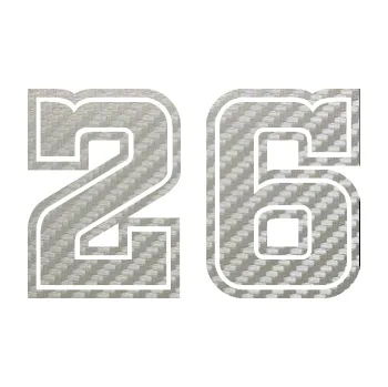 Polep vozidla Startovní číslo 26 typ 5 (52 - 3D karbon stříbrný) SAMOLEPKA NA AUTO, NÁLEPKA, FÓLIE, POLEP, TUNING, VLASTNÍ TEXT, TISK, AUTOSAMOLEPKY.cz, POLEPY, OBRÁZEK, LOGO, 3D STICKERS