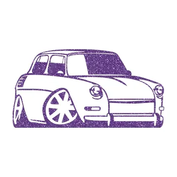 Polep vozidla SAMOLEPKA Škoda 1000 karikatura pravá (87 - Ultra Metalic fialová) NA AUTO, NÁLEPKA, FÓLIE, POLEP, TUNING, VLASTNÍ TEXT, TISK, AUTOSAMOLEPKY.cz, POLEPY, OBRÁZEK, LOGO, SAMOLEPKY