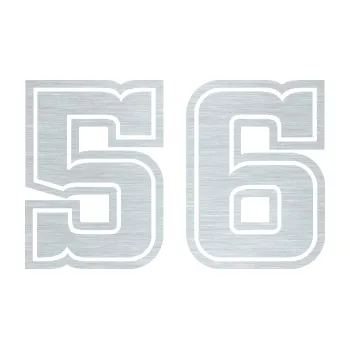 Polep vozidla SAMOLEPKA NA AUTO Startovní číslo 56 typ 5 (61 - škrábaný hliník) NÁLEPKA, FÓLIE, POLEP, TUNING, VLASTNÍ TEXT, TISK, AUTOSAMOLEPKY.cz, POLEPY, OBRÁZEK, LOGO, SAMOLEPKY