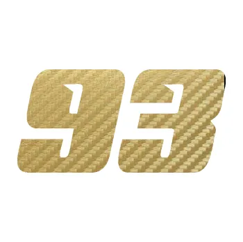 Polep vozidla Startovní číslo 93 typ 6 (59 - 3D karbon zlatý) SAMOLEPKA NA AUTO, NÁLEPKA, FÓLIE, POLEP, TUNING, VLASTNÍ TEXT, TISK, AUTOSAMOLEPKY.cz, POLEPY, OBRÁZEK, LOGO, 3D STICKERS