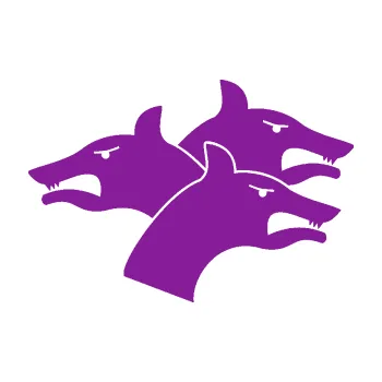 Polep vozidla SAMOLEPKA Trojhlavý pes kerberos pravá (14 - fialová) NA AUTO, NÁLEPKA, FÓLIE, POLEP, TUNING, VLASTNÍ TEXT, TISK, AUTOSAMOLEPKY.cz, POLEPY, OBRÁZEK, LOGO, SAMOLEPKY