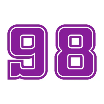 Polep vozidla SAMOLEPKA Startovní číslo 98 typ 5 (14 - fialová) NA AUTO, NÁLEPKA, FÓLIE, POLEP, TUNING, VLASTNÍ TEXT, TISK, AUTOSAMOLEPKY.cz, POLEPY, OBRÁZEK, LOGO, SAMOLEPKY