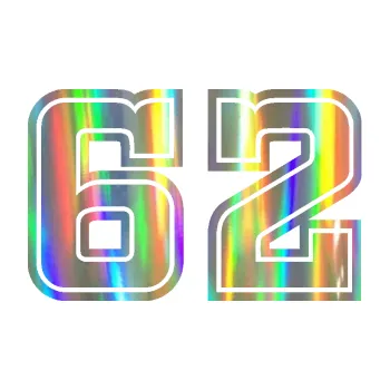 Polep vozidla Startovní číslo 62 typ 5 (93 - Holografická) SAMOLEPKA NA AUTO, NÁLEPKA, FÓLIE, POLEP, TUNING, VLASTNÍ TEXT, TISK, AUTOSAMOLEPKY.cz, POLEPY, OBRÁZEK, LOGO, 3D STICKERS