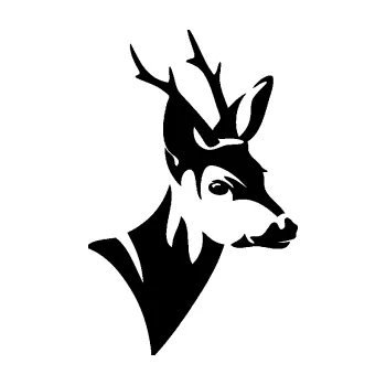 Samolepící dekorace SAMOLEPKA Srnec 001 pravá hlava (01 - černá) NA AUTO, NÁLEPKA, FÓLIE, POLEP, TUNING, VLASTNÍ TEXT, TISK, AUTOSAMOLEPKY.cz, POLEPY, OBRÁZEK, LOGO, SAMOLEPKY