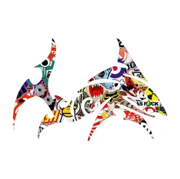 Samolepicí dekorace na vozidlo Žralok 002 pravá (83 - Sticker bomb) SAMOLEPKA NA AUTO, NÁLEPKA, FÓLIE, POLEP, TUNING, VLASTNÍ TEXT, TISK, AUTOSAMOLEPKY.cz, POLEPY, OBRÁZEK, LOGO, 3D STICKERS