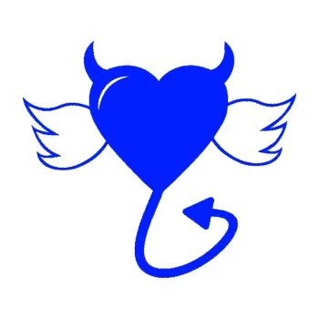 Samolepící dekorace Srdce anděl ďábel 002 pravá (19 - modrá dynamic) SAMOLEPKA NA AUTO, NÁLEPKA, FÓLIE, POLEP, TUNING, VLASTNÍ TEXT, TISK, AUTOSAMOLEPKY.cz, POLEPY, OBRÁZEK, LOGO, 3D STICKERS